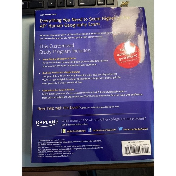 AP Human Geography 2017-2018 (Kaplan Test Prep), Kelly Swanson, Used; Ve… - Picture 2 of 5